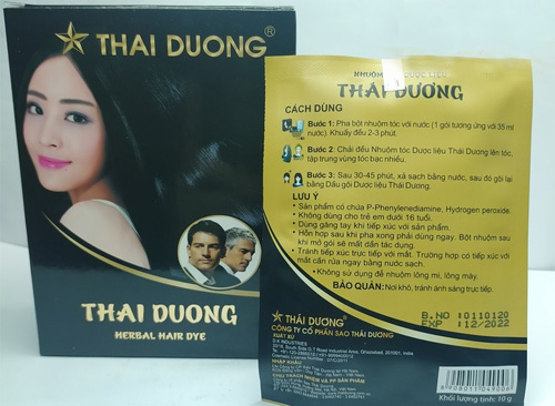 Bảng thành phần của thuốc nhuộm tóc Thái Dương